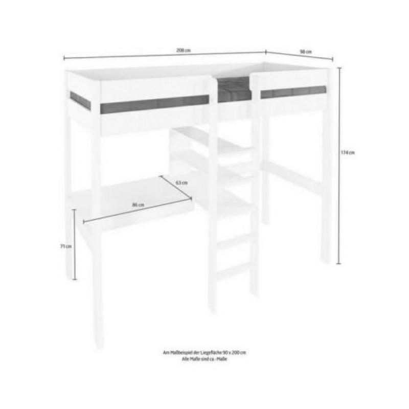 Witte hoogslaper met extra stoel/bed