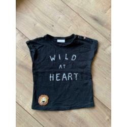 Z.g.a.n. Zwart shirtje van Next, met tekst + leeuw, maat 80