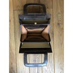 Prachtige vintage handtas bruin leer