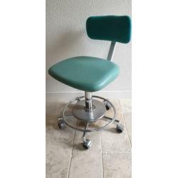 Bureaustoel ziekenhuisstoel chroom vinyl groen turquoise