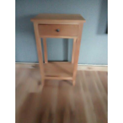 Massief teakhouten bijzettafel met lade en onderplank