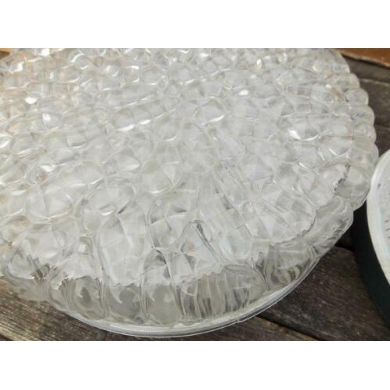 Plafondlamp plafoniere fraai bewerkt glas 26 en 21 cm