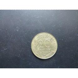 3x munt Frankrijk - 20 centimes 1992, 1 Franc(Ffr) 1964 1977