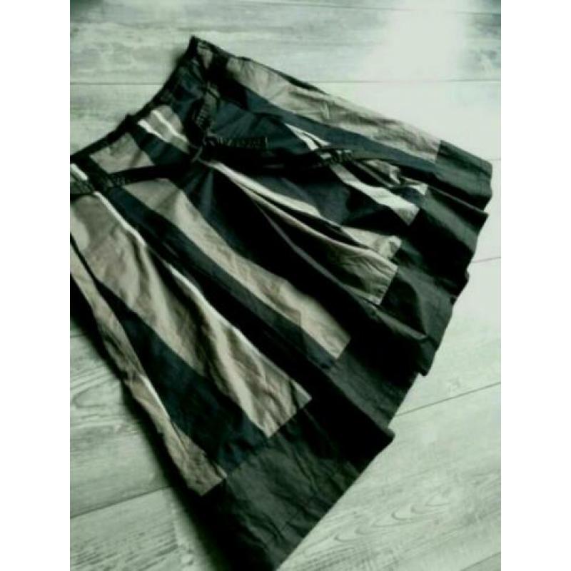 Turnover Kerst rok + ceintuur M 38 Blauw Zwart leder look
