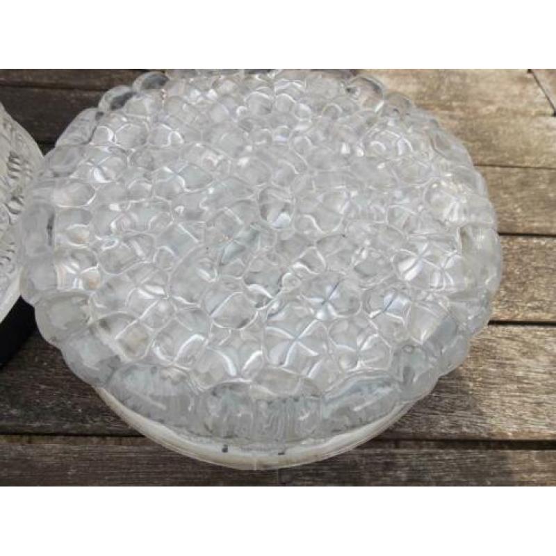 Plafondlamp plafoniere fraai bewerkt glas 26 en 21 cm