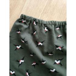 Nieuw rok olijf groen met vogel print mt 42