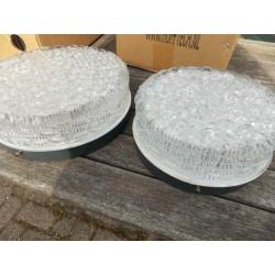 Plafondlamp plafoniere fraai bewerkt glas 26 en 21 cm