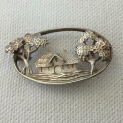 Antiek zilveren broche, gemerkt 925