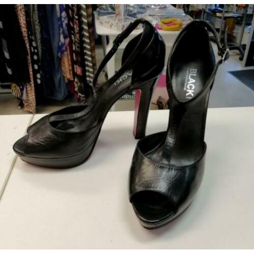 Black Label / Jones Bootmaker hoge zwarte lak pumps 38 32856