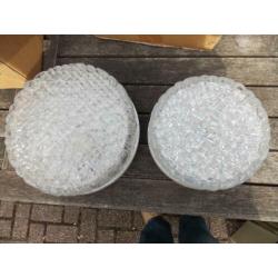 Plafondlamp plafoniere fraai bewerkt glas 26 en 21 cm