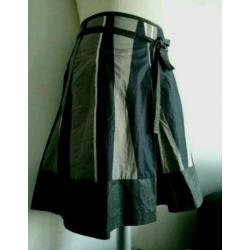 Turnover Kerst rok + ceintuur M 38 Blauw Zwart leder look