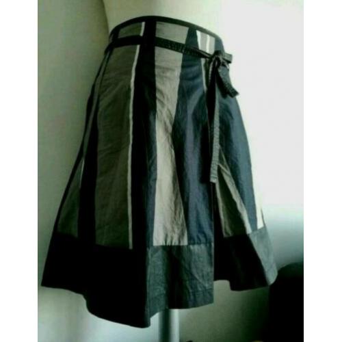 Turnover Kerst rok + ceintuur M 38 Blauw Zwart leder look
