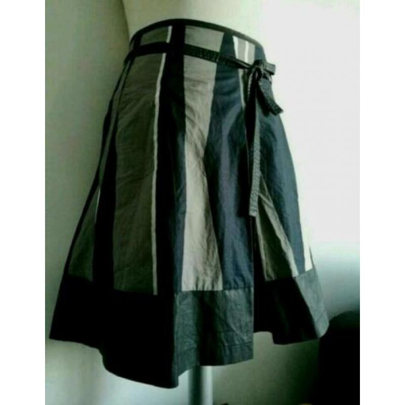 Turnover Kerst rok + ceintuur M 38 Blauw Zwart leder look