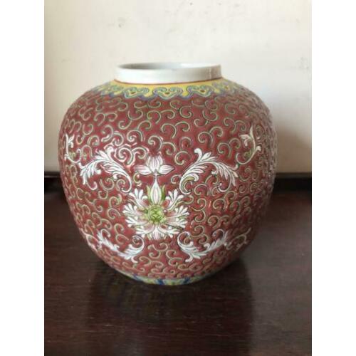 Groot model Chinese gemberpot vaas Chinees porselein 13cm H