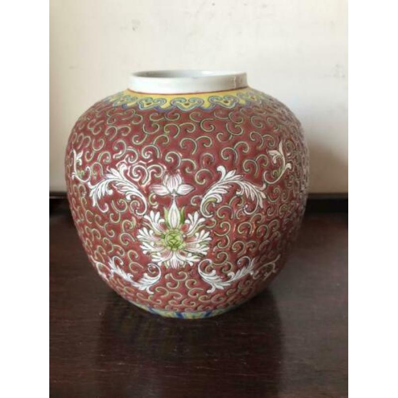 Groot model Chinese gemberpot vaas Chinees porselein 13cm H
