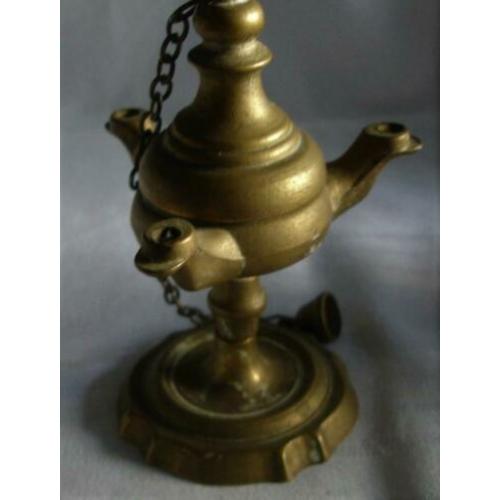 ?Antiek bronzen olielamp lamp - tante mieske