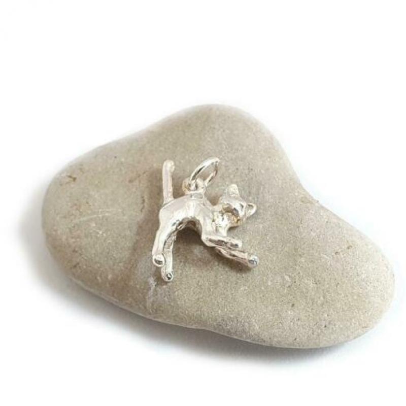 Zilveren kattenbedel Poezenbedel hanger Bedel Kat Poes 925