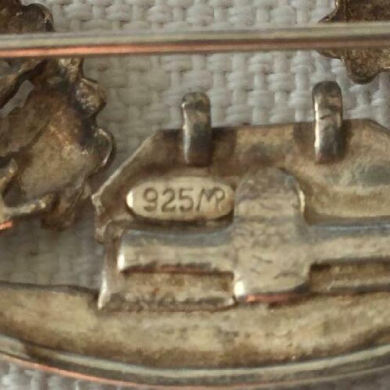 Antiek zilveren broche, gemerkt 925
