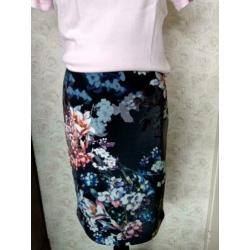 Cadadia college style bloem rok pencil skirt