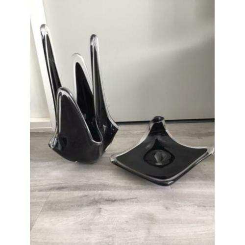 2 x Design glas Schaal / Vaas