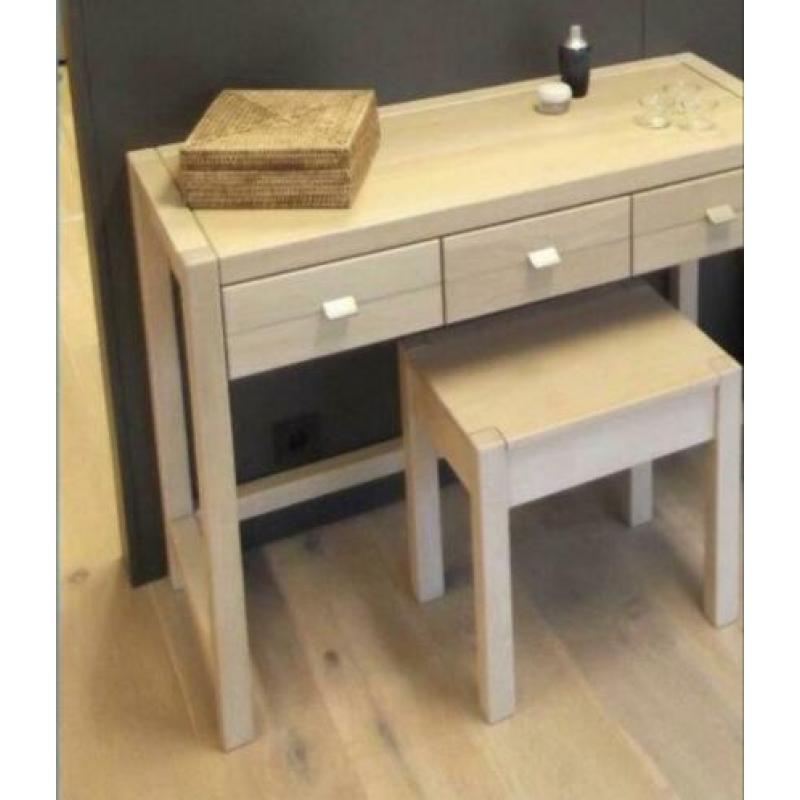 Kaptafel 4-delig sidetable, spiegel, kruk, ladekast 7 laden