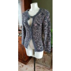 ZGAN grijze schitterend POOOLS vest grijs roze 36 S, vestje
