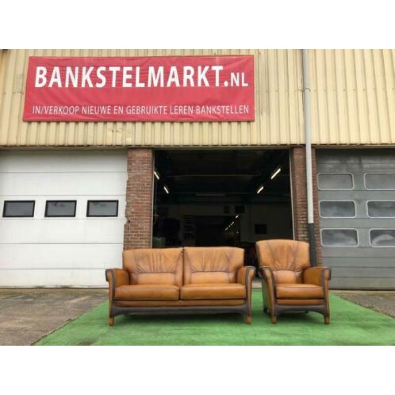 MOL & GEURTS bank (buffel)leer incl fauteuil + GRATIS BEZORG