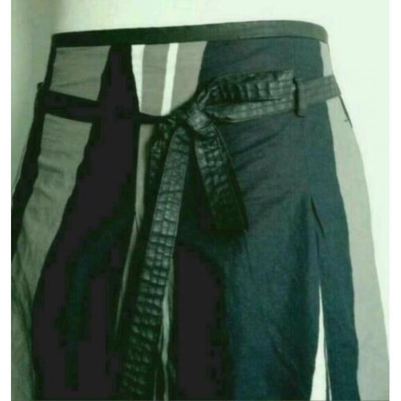 Turnover Kerst rok + ceintuur M 38 Blauw Zwart leder look