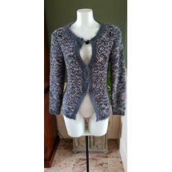 ZGAN grijze schitterend POOOLS vest grijs roze 36 S, vestje