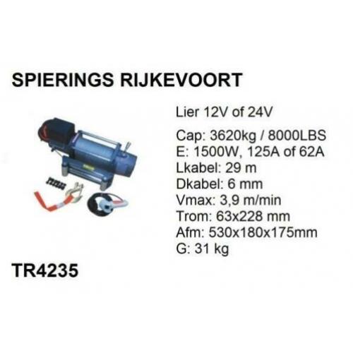 Lier 3620 kg = 8000 LBS 12V of 24V bootlier Seilwinde