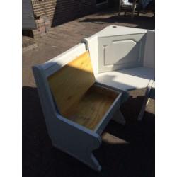 Houten keukenklepbank, hoekmodel met 4 zitplaatsen