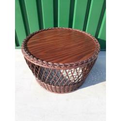 Vintage, rotan salontafel, Rohé of TRIO Noordwolde, jaren 70