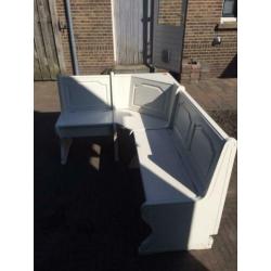 Houten keukenklepbank, hoekmodel met 4 zitplaatsen