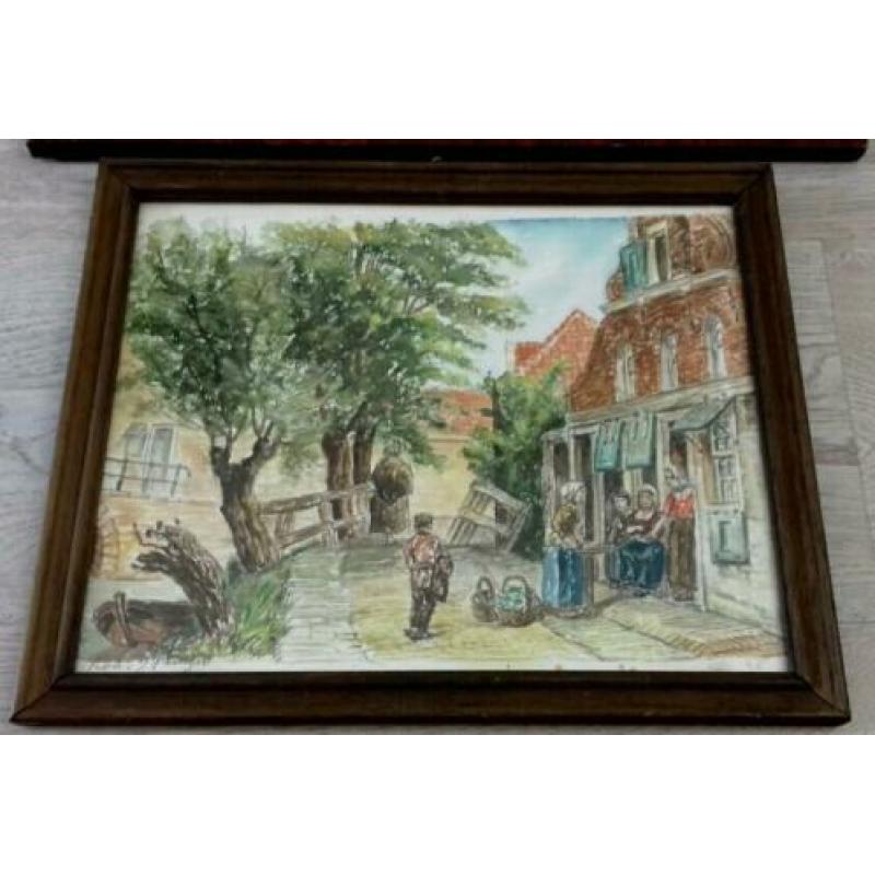 2 Original Aquarelles After Cornelis Springer ( Haarlem )