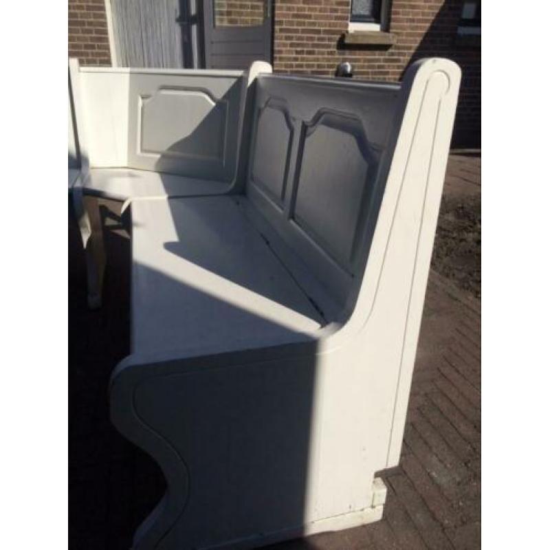 Houten keukenklepbank, hoekmodel met 4 zitplaatsen