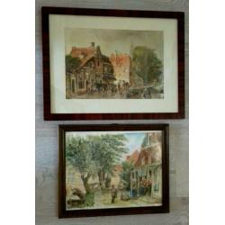 2 Original Aquarelles After Cornelis Springer ( Haarlem )