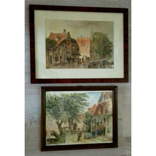 2 Original Aquarelles After Cornelis Springer ( Haarlem )