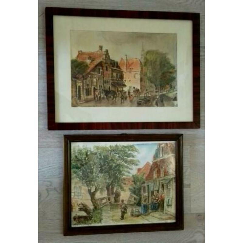 2 Original Aquarelles After Cornelis Springer ( Haarlem )
