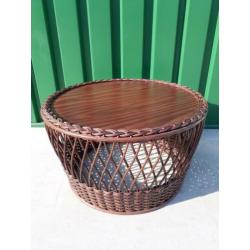 Vintage, rotan salontafel, Rohé of TRIO Noordwolde, jaren 70