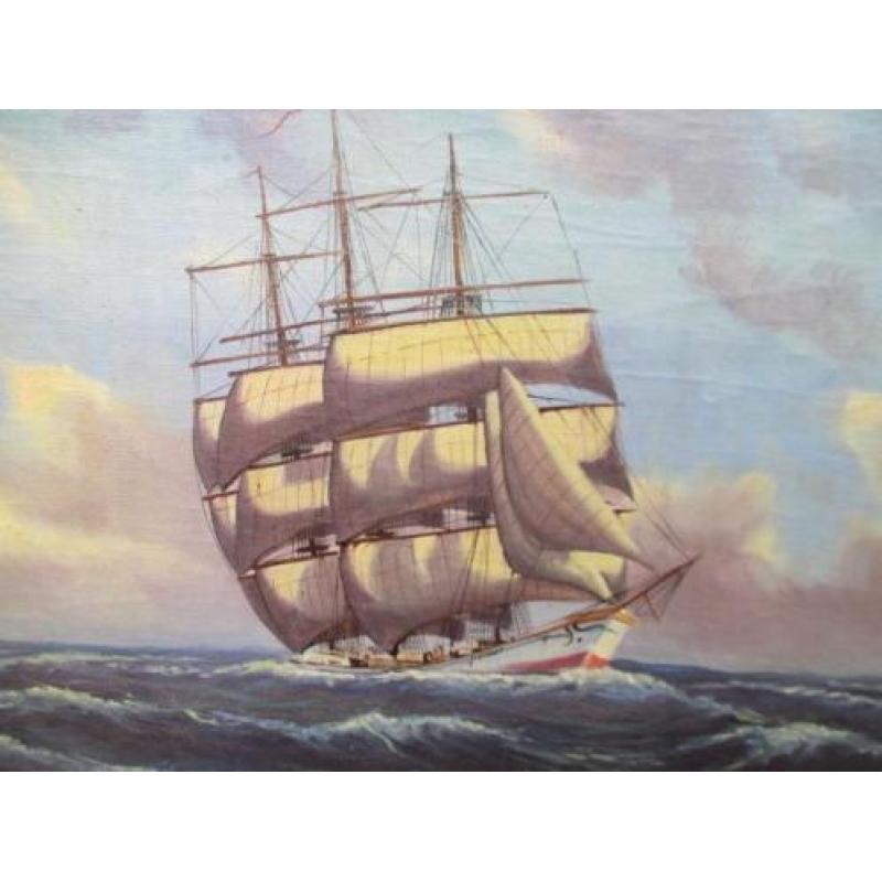 Olie/doek. Onbekend. Zeegezicht. Antiek schilderij. ,1900.