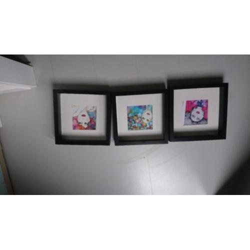 3 ingelijste printen