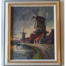 Schilderij op doek van Willem van Norden (1883-1978) Molens