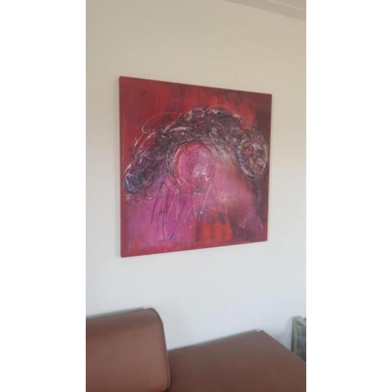 Modern origineel abstract schilderij Inge Lensing 100x100