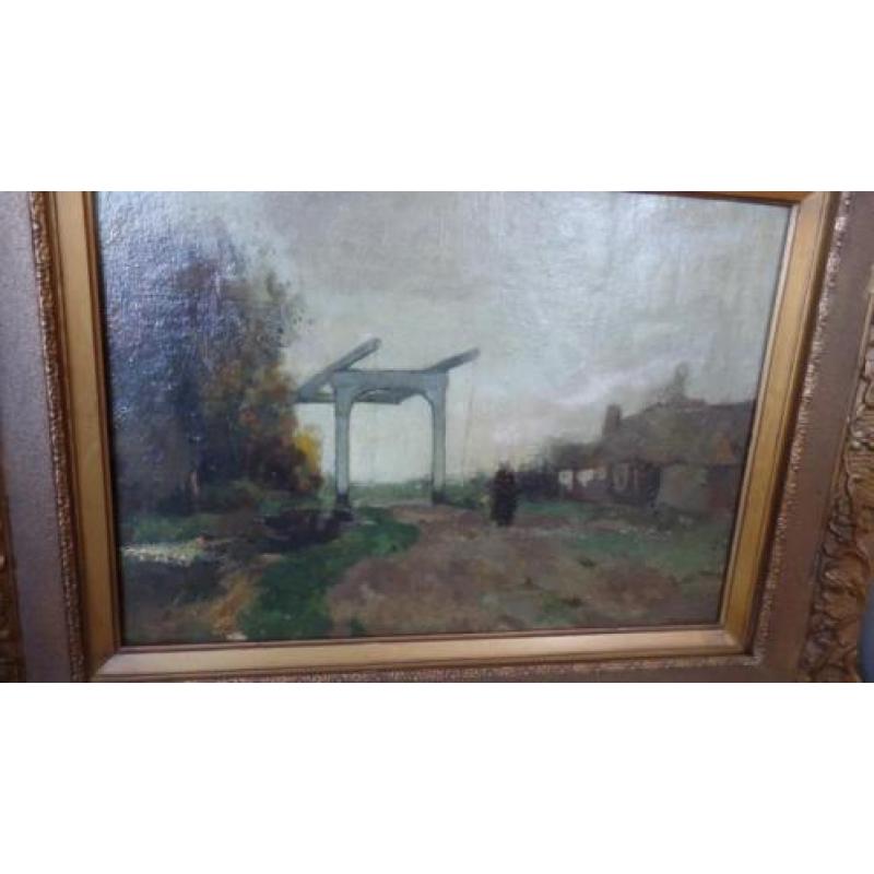 Aris Knikker boerin bij brug en boerderij