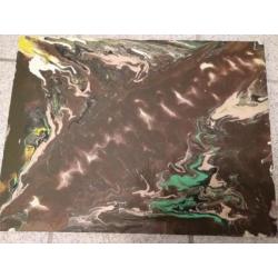 Acrylic pour & swipe schilderijen - diversen
