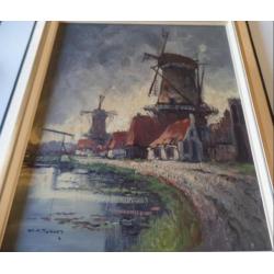 Schilderij op doek van Willem van Norden (1883-1978) Molens