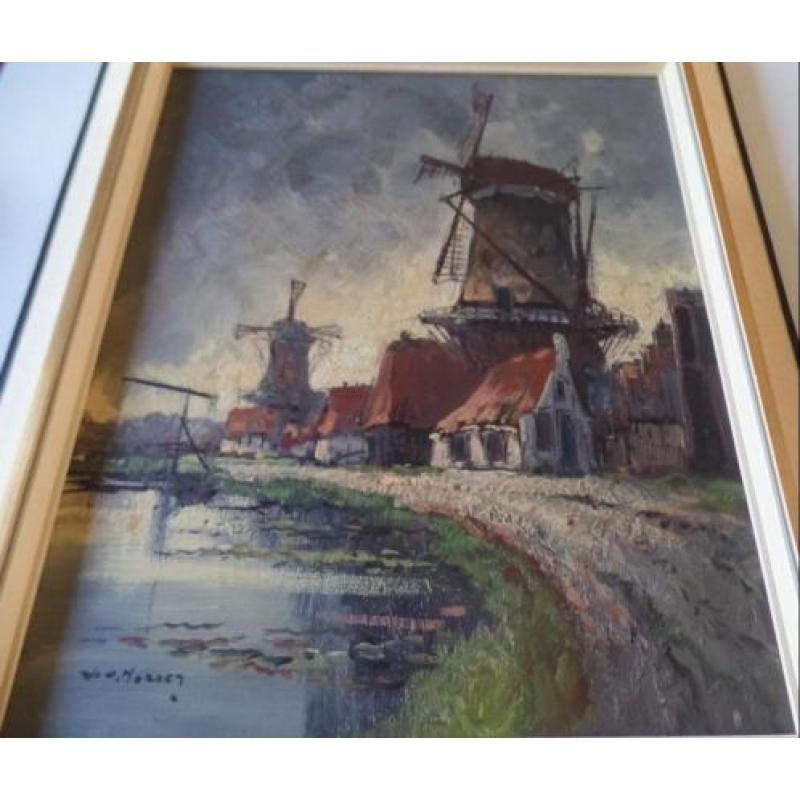 Schilderij op doek van Willem van Norden (1883-1978) Molens