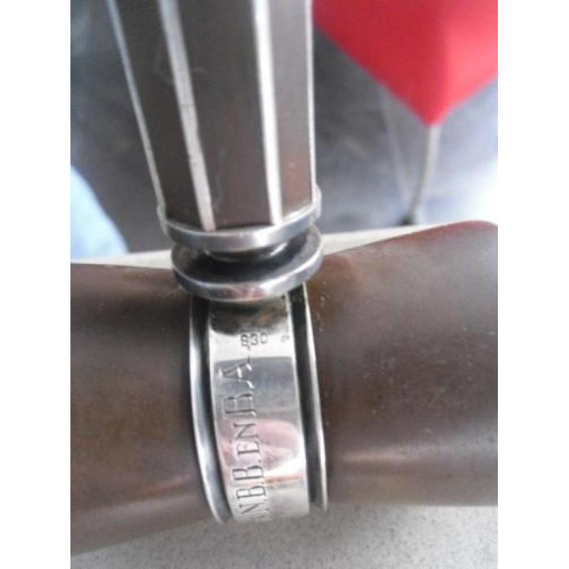 voorzittershammer, met zilver, deens Cohr monogram, in doos