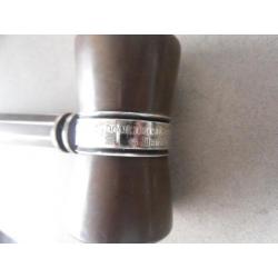 voorzittershammer, met zilver, deens Cohr monogram, in doos