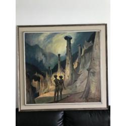 Klaas Pijlman 1917-2007 Groot olieverf schilderij, museaal.